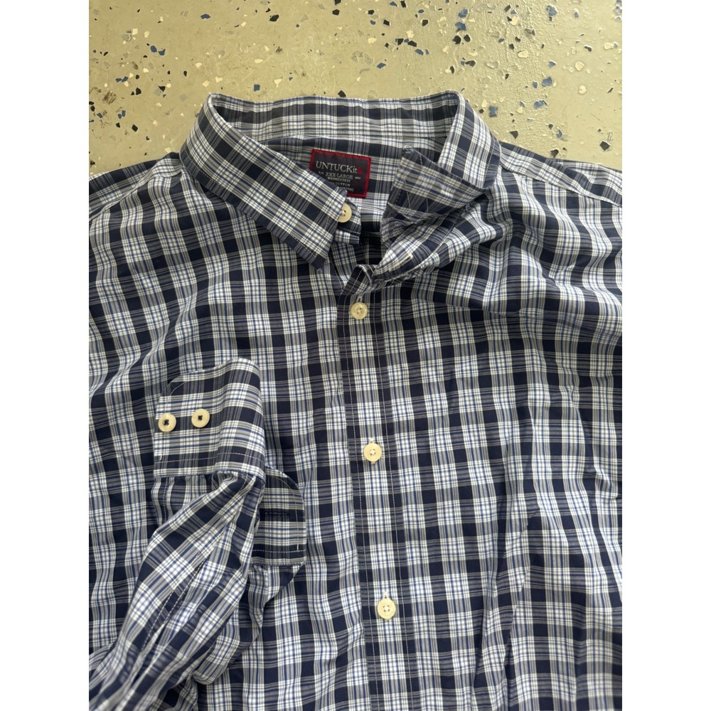 UNTUCKit XXX Large Blue Plaid Wrinkle Free Button Down Shirt Menswear